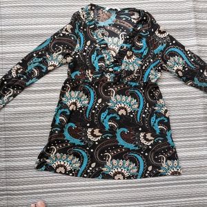 Ruffled V Neck Tunic NWOT